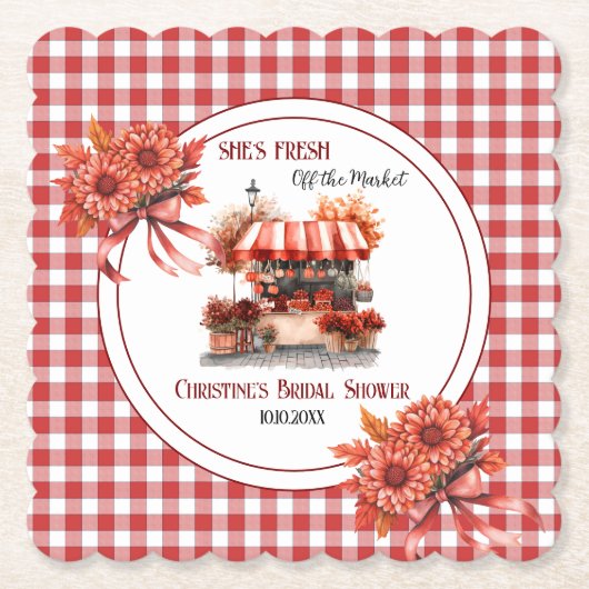 Countryside Picknick Geruite Bruiloft Kartonnen Onderzetters (Voorkant)