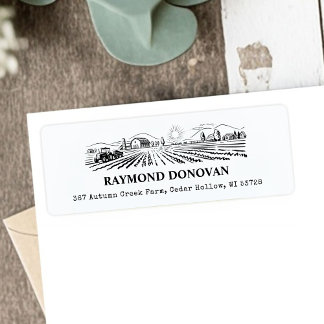 Countryside Rustic Farmland Return Address  Etiket