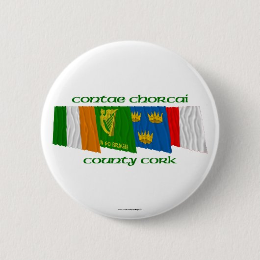 County Cork Flags Ronde Button 5,7 Cm (Voorkant)