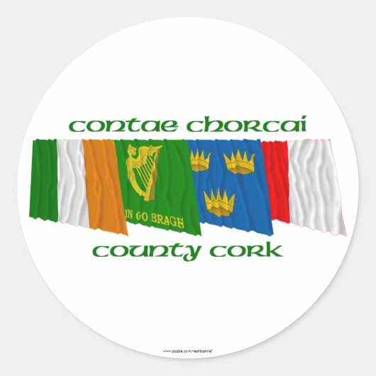 County Cork Flags Ronde Sticker (Voorkant)