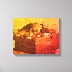 County Fair Blue Ribbon Fruit in Sepia  Canvas Afdruk