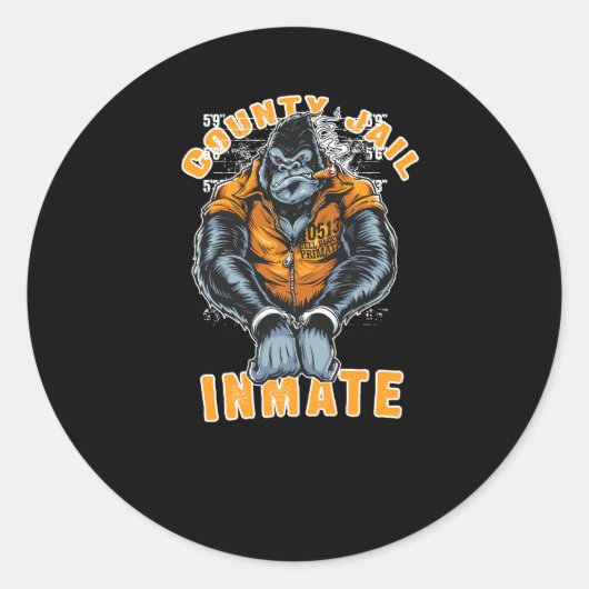 County Jail Inmate Ronde Sticker (Voorkant)