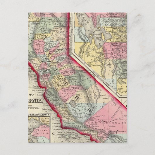 County Map of California Briefkaart (Voorkant)