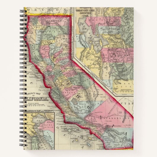 County Map of California Notitieboek (Voorkant)