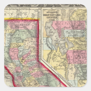 County Map of California Vierkante Sticker
