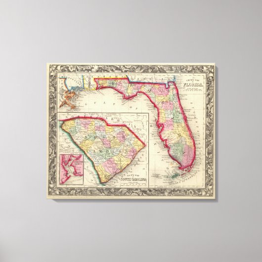 County Map of Florida Canvas Afdruk (Voorkant)
