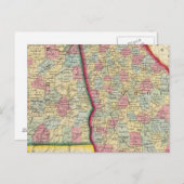 County Map of Georgia en Alabama Briefkaart (Voorkant / Achterkant)