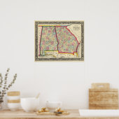County Map of Georgia en Alabama Poster (Keuken)