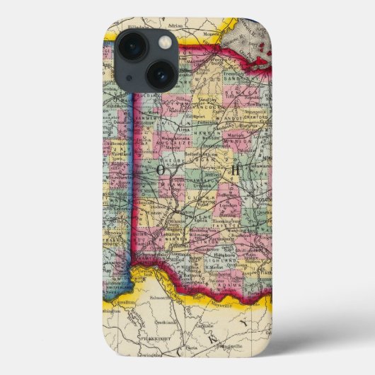 County Map Of Ohio, And Indiana Case-Mate iPhone Case (Achterkant)