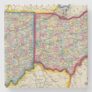 County Map of Ohio, en Indiana Stenen Onderzetter