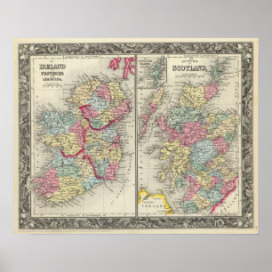 County Map of Scotland Poster