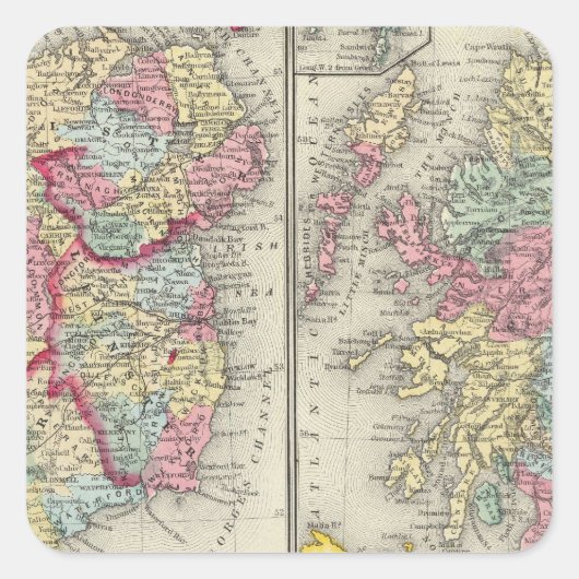 County Map of Scotland Vierkante Sticker (Voorkant)