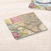 County Map of Texas Vierkante Kartonnen Onderzetter (Schuin)