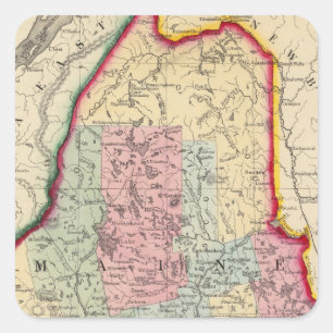County Map of the State of Maine Vierkante Sticker