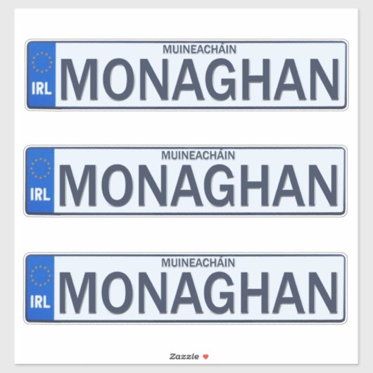 County Monaghan Iers Reg Bord Decal Stickers x 3 (Vel)