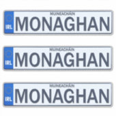 County Monaghan Iers Reg Bord Decal Stickers x 3 (Voorkant)