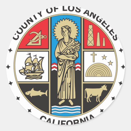 County of Los Angeles seal Ronde Sticker (Voorkant)