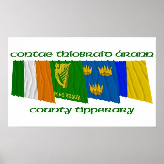 County Tipperary Flags Poster (Voorkant)