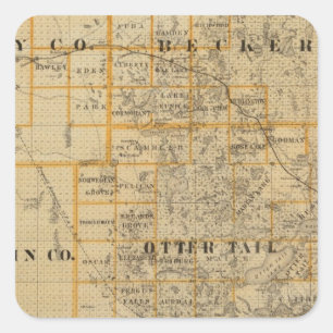 County's Clay, Wilkin, Becker en Minnesota Vierkante Sticker