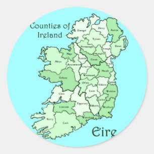 County's of Ireland Map Ronde Sticker