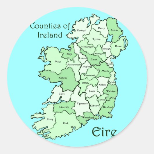 County's of Ireland Map Ronde Sticker (Voorkant)