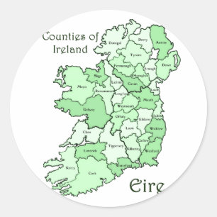 County's of Ireland Map Ronde Sticker