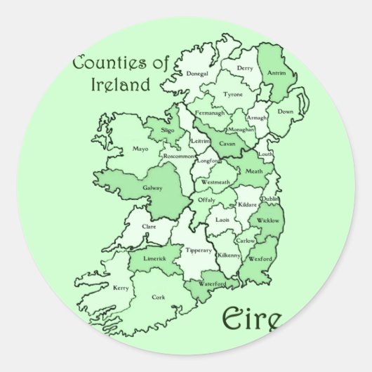 County's of Ireland Map Ronde Sticker (Voorkant)
