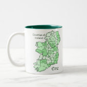 County's of Ireland Map Tweekleurige Koffiemok (Links)