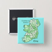 County's of Ireland Map Vierkante Button 5,1 Cm (Voorkant /achterkant)
