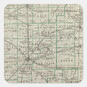 County's Platt, De Witt, Macon, Shelby Vierkante Sticker