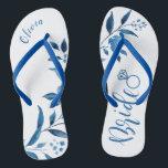 Coup de tongs de mariée floral bleu<br><div class="desc">De mignons tongs de mariée florale pour être mariée,  de grands cadeaux personnalisés de mariage.</div>