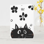 Coup d'oeil adorable de chat de huer une carte de (Fleur jaune)