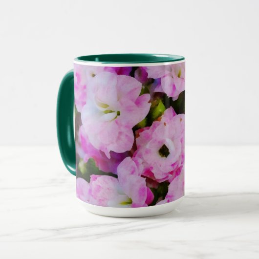 Coupe Art Mug de l'aquarelle florale rose (Devant gauche)