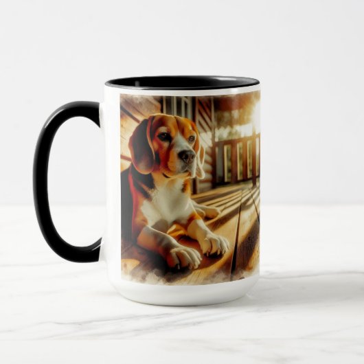 Coupe beagle Sunn sur Porch Coffee Mug (Gauche)