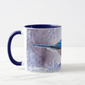 Coupe Blue Jay Bird neige hiver de vacances Mug (Gauche)