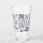 Coupe d'aquarelle bleu Floral en verre (Devant)