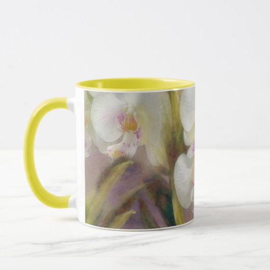 Coupe d'art de la Mug de fleurs d'orchidées blanch (Gauche)