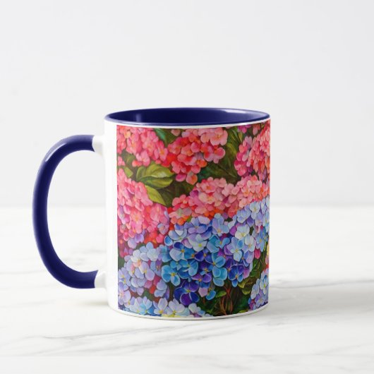 Coupe d'Art Mug Fleurs d'Hydrangée colorée (Gauche)