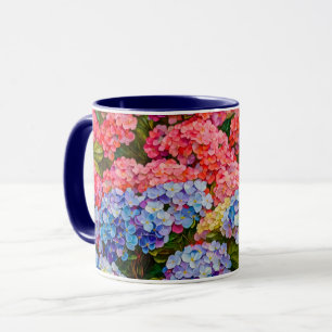 Coupe d'Art Mug Fleurs d'Hydrangée colorée