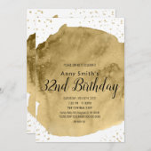 Coupe de brosse à aquarelle or sur invitation blan (Devant / Derrière)