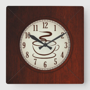 Coupe de café Bois Mur Horloge