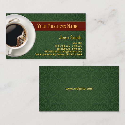 Coupe de café Damask Carte de visite vert (Devant / Derrière)