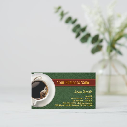 Coupe de café Damask Carte de visite vert (Debout devant)