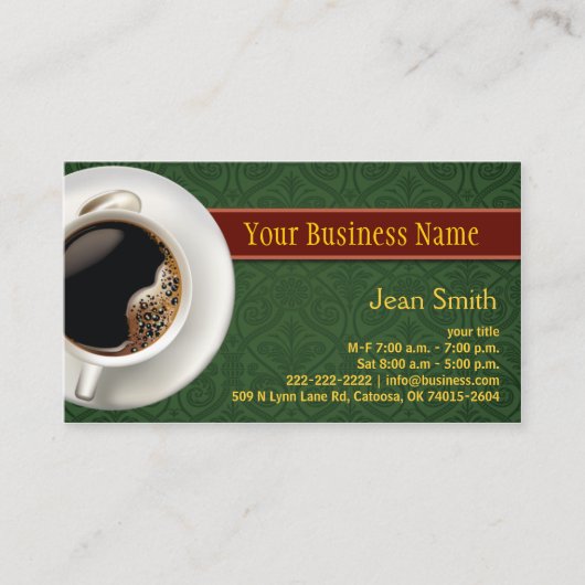 Coupe de café Damask Carte de visite vert (Devant)