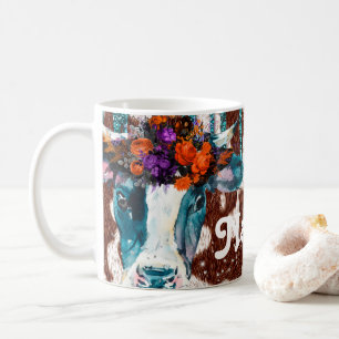 Coupe de café de la Mug Cows Flower Design personn