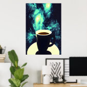 Coupe de café et espace | AI Art Poster (Bureau à domicile)