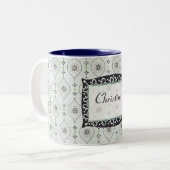 Coupe de café Mug 2 Motif de fleurs bleues (Devant gauche)