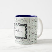 Coupe de café Mug 2 Motif de fleurs bleues (Devant droit)