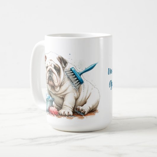 Coupe de café Mug de Noël Bath Bulldog Blanc (Devant gauche)