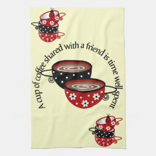 Coupe de café partagée avec les amis Serviette de 